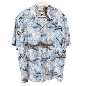 Kalaheo Hawaiian Shirt WWII Airplane Print Blue Cotton XXXL Madein Hawaii  USA